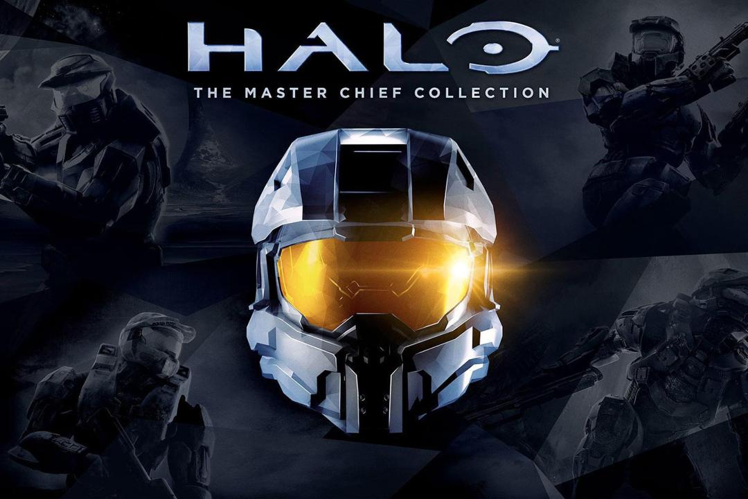 پوستر بازی Halo The Master Chief collection شامل عنوان بازی و کلاهخود مسترچیف در وسط صفحه