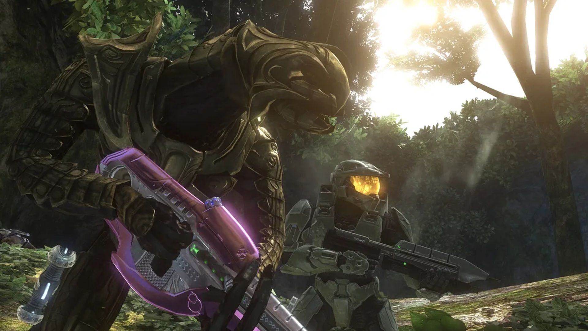 یک هیولا در جنگل کنار سرباز و اسلحه