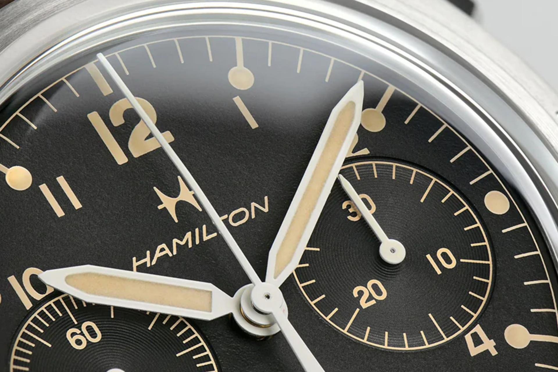ساعت همیلتون Khaki Aviation Pioneer Mechanical Chrono نمایش عقربه‌ها