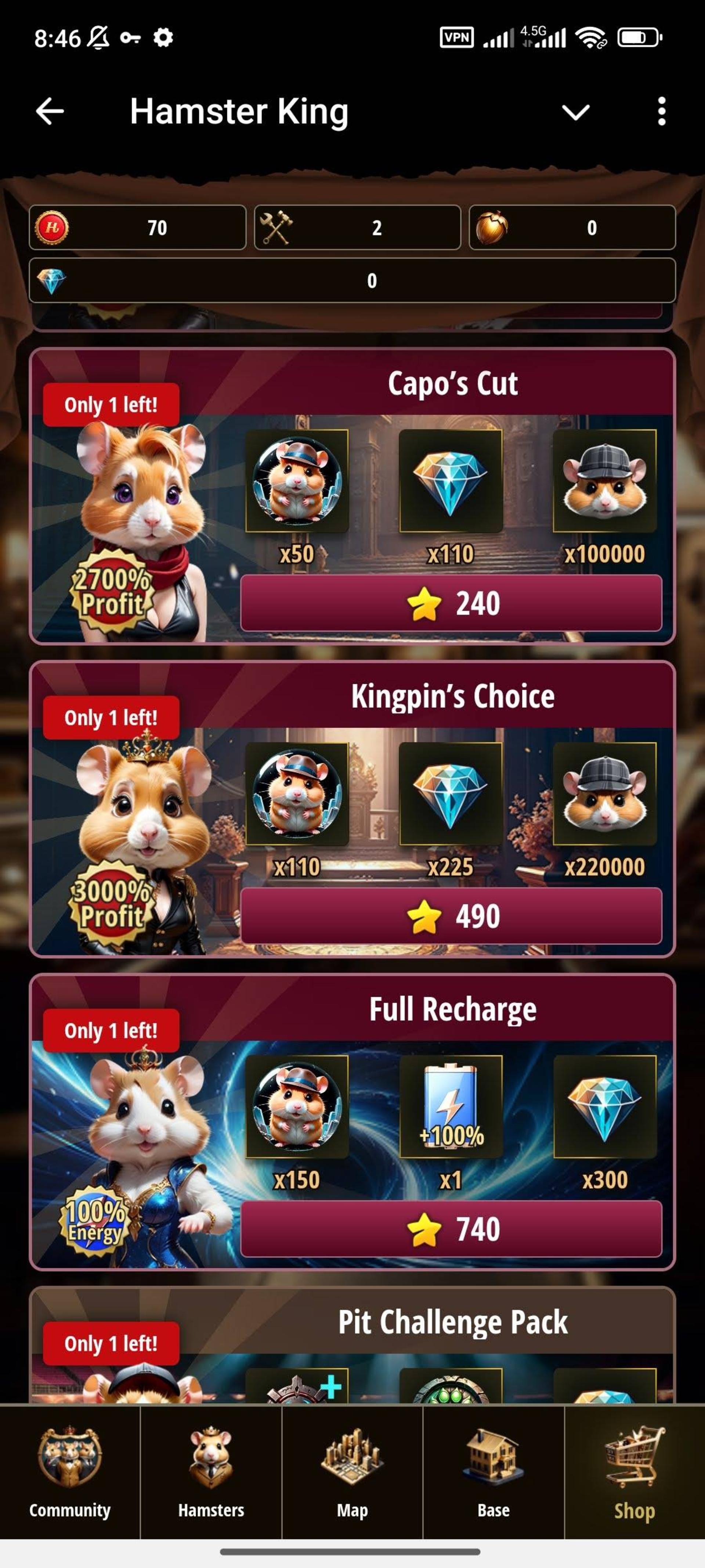بخش Shop بازی Hamster King