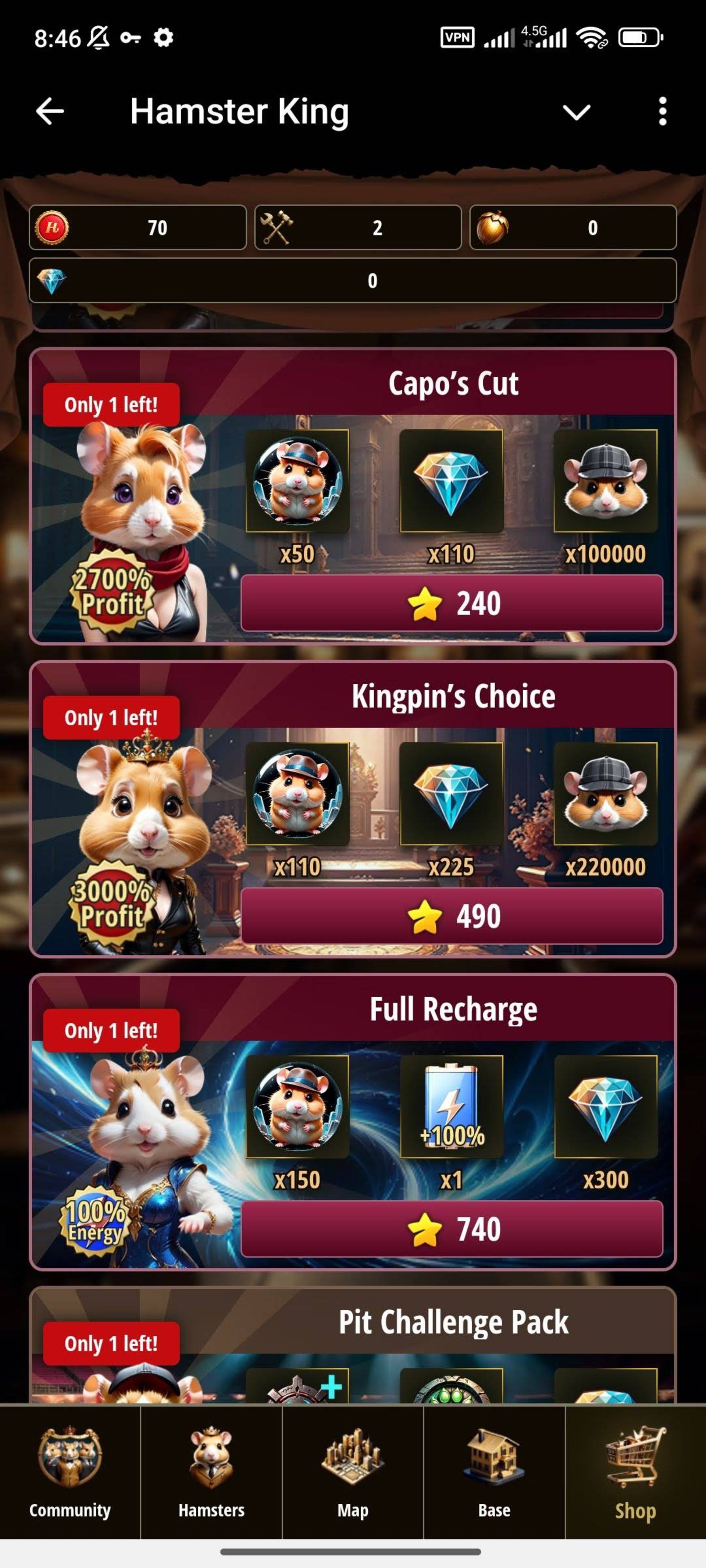 بخش Shop بازی Hamster King