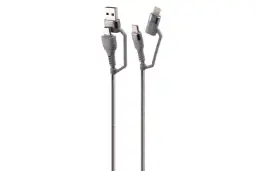 کابل شارژ USB هترون Type-C+Type-A به Lightning+Type-C مدل HC450P 2in2 با طول 1 متر