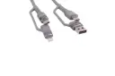 کانکتور و اتصال کابل شارژ USB هترون Type-C+Type-A به Lightning+Type-C مدل HC450P 2in2 با طول 1 متر