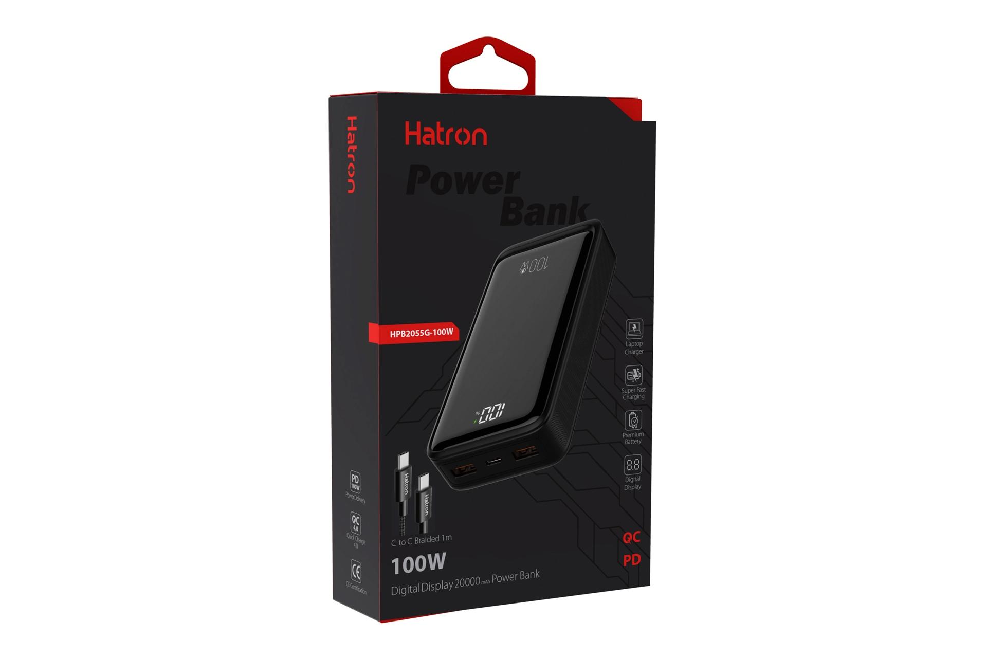 جعبه پاور بانک هترون Hatron HPB2055G-100W 20000mAh