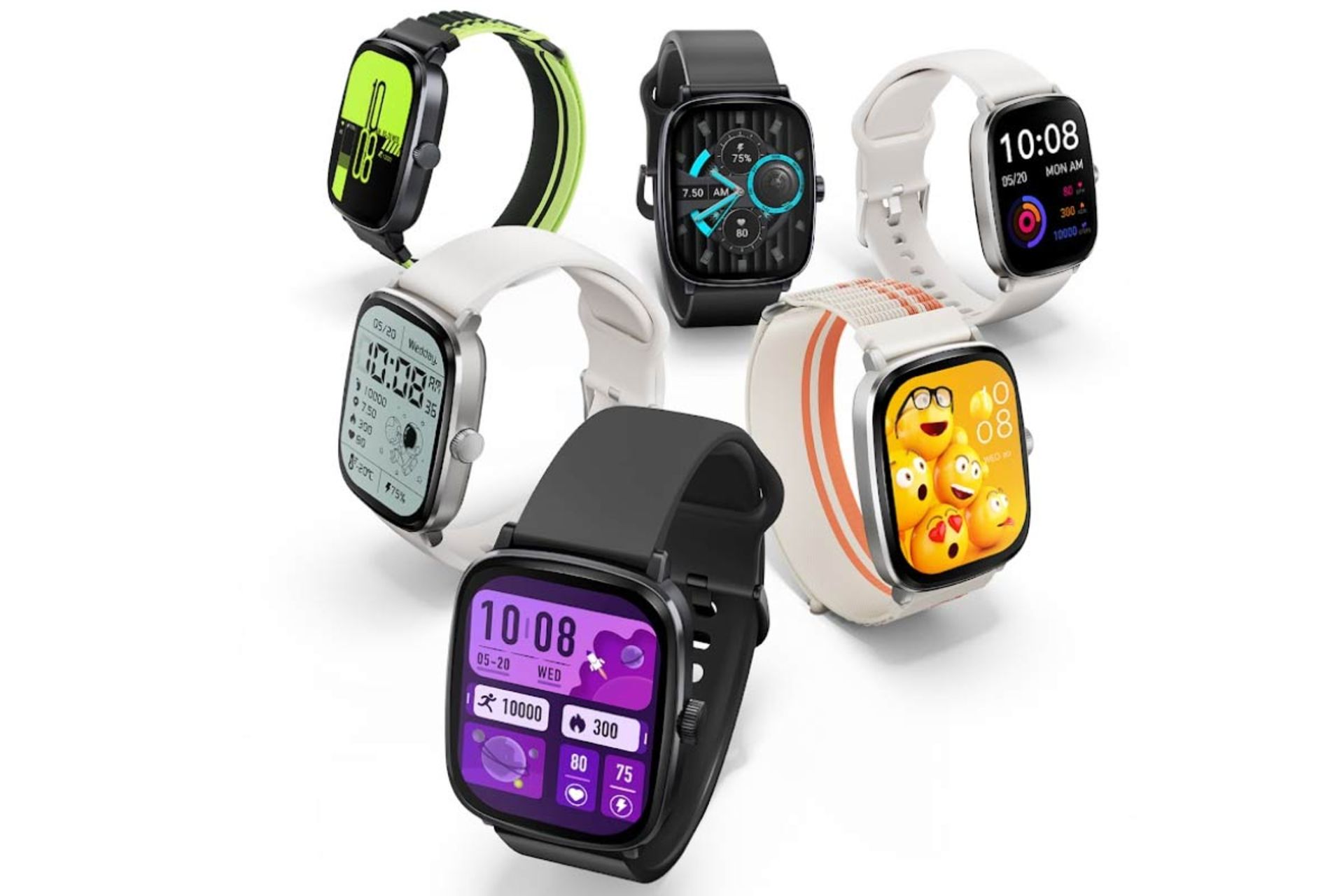 ساعت هوشمند هایلو RS5 در رنگ مشکی و نقره‌ای با بند سیلیکونی و حصیری سفید و مشکی