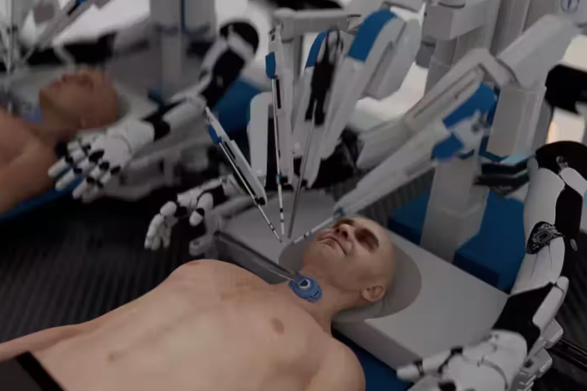 ربات در حال جراحی یک مدل انسانی