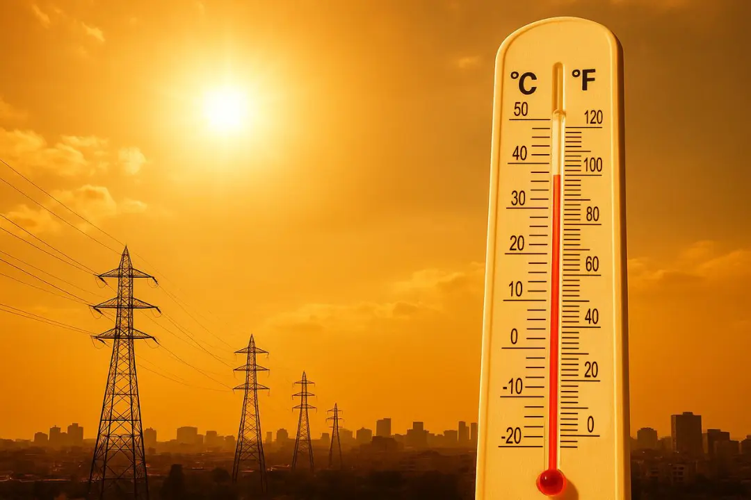 دماسنج نشان‌دهنده افزایش دمای هوا