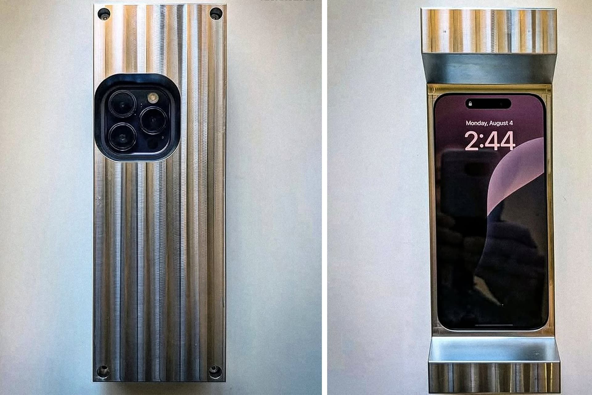 قاب فلزی آیفون از نمای جلو و پشت