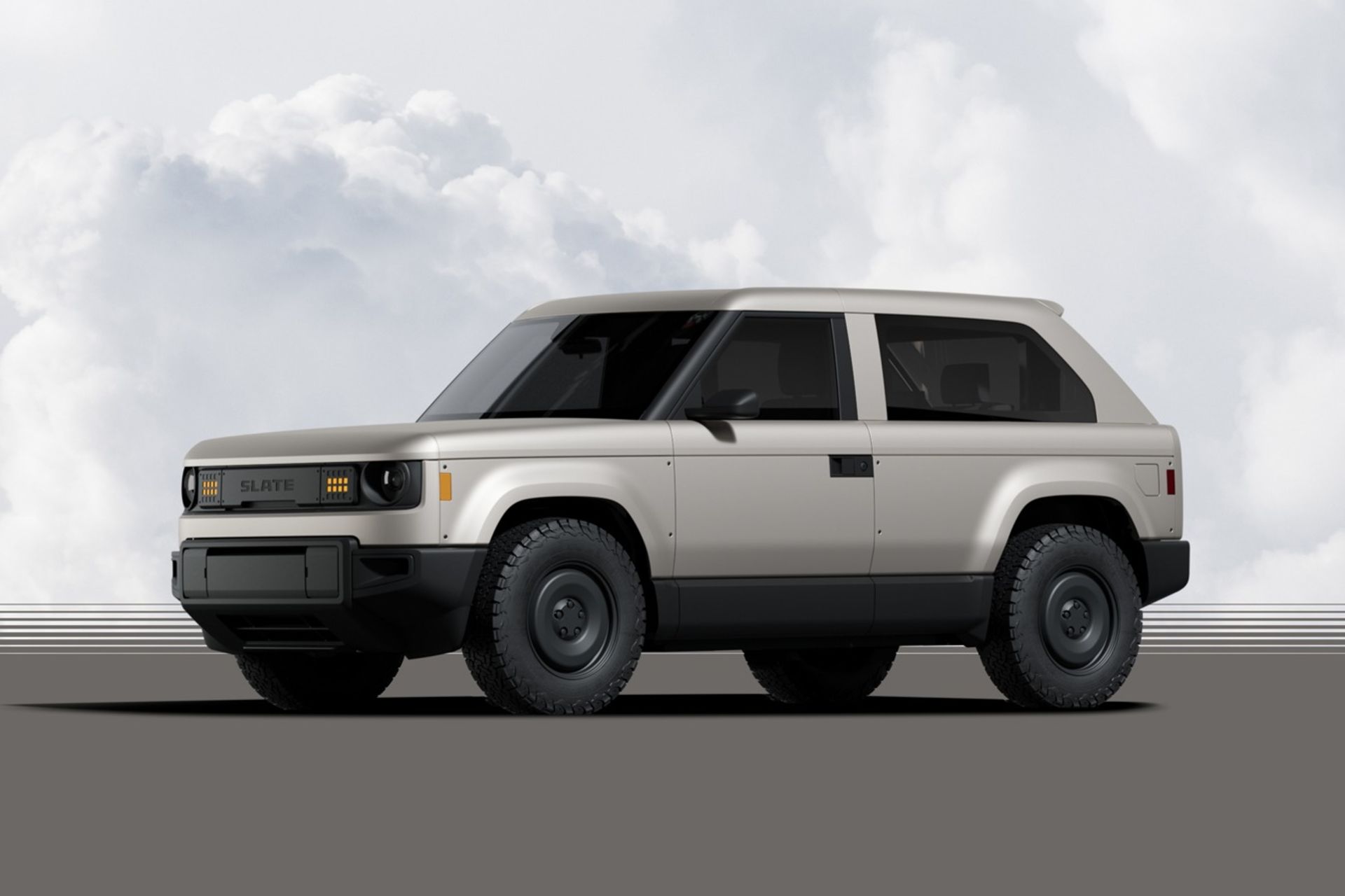 نمای سه‌چهارم جلو وانت برقی اسلیت در فرم SUV