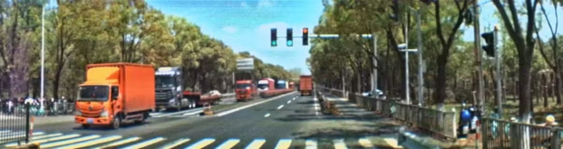 نمایی از یک خیابان با چراغ راهنمایی