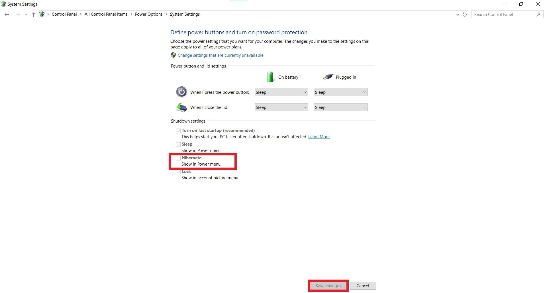 گزینه‌ی هایبرنت در ویندوز ۱۱