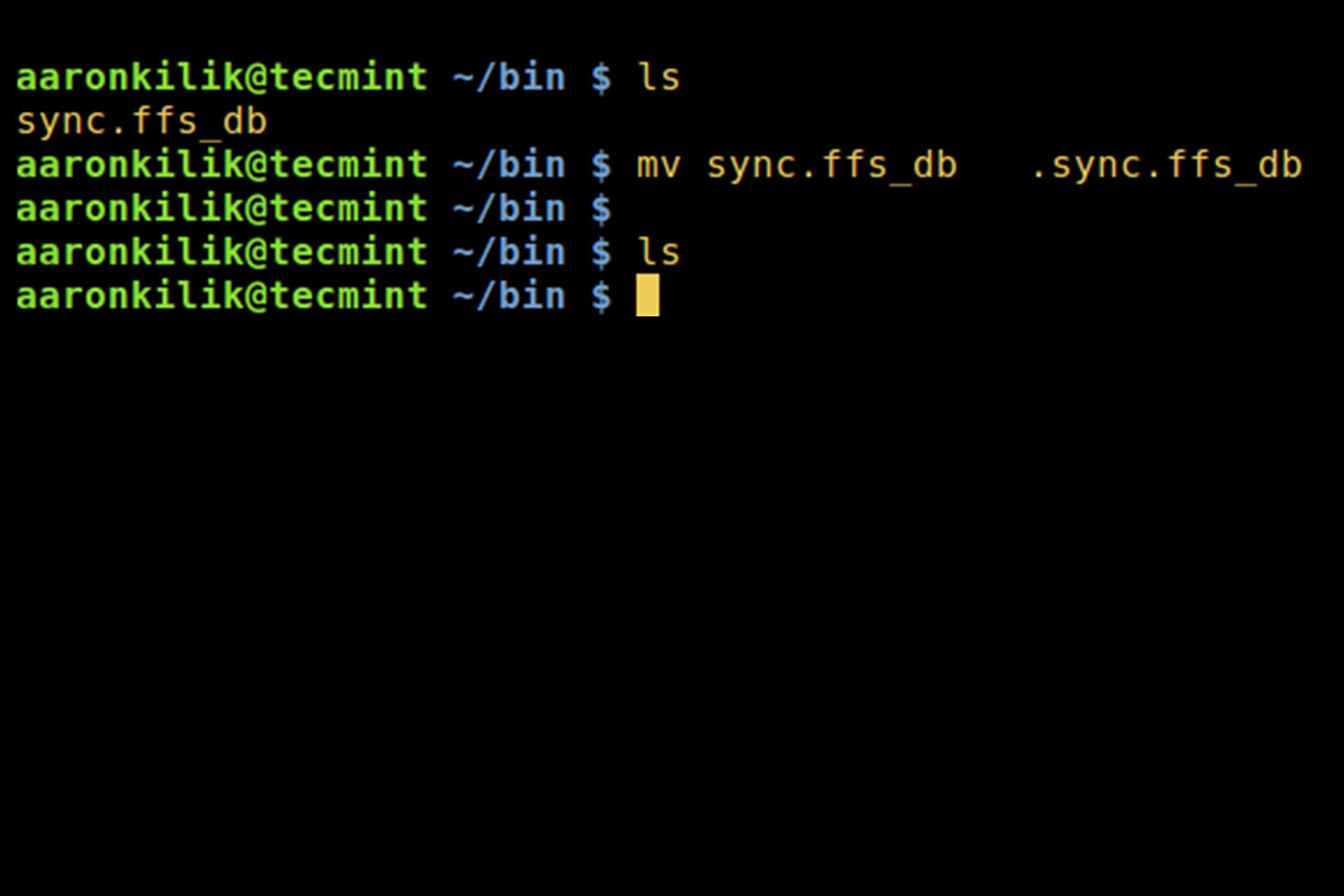 Hide file and directory through terminal