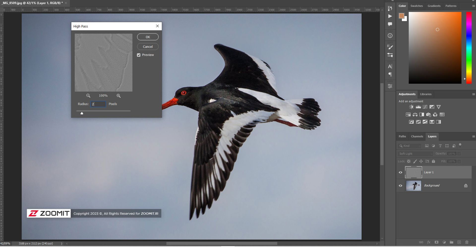 فیلتر‌ high pass فتوشاپ