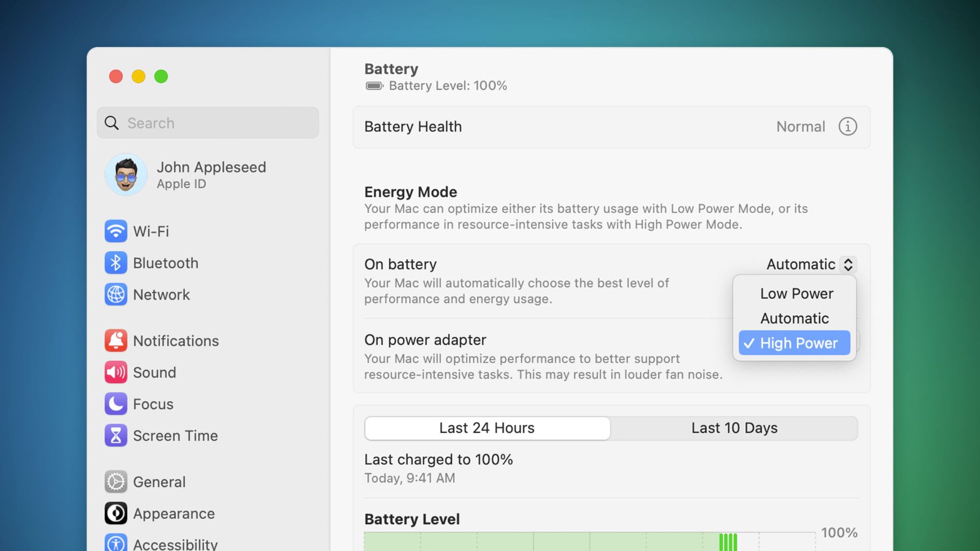 تنظیمات مربوط به فعال‌سازی high power mode در مک‌بوک پرو