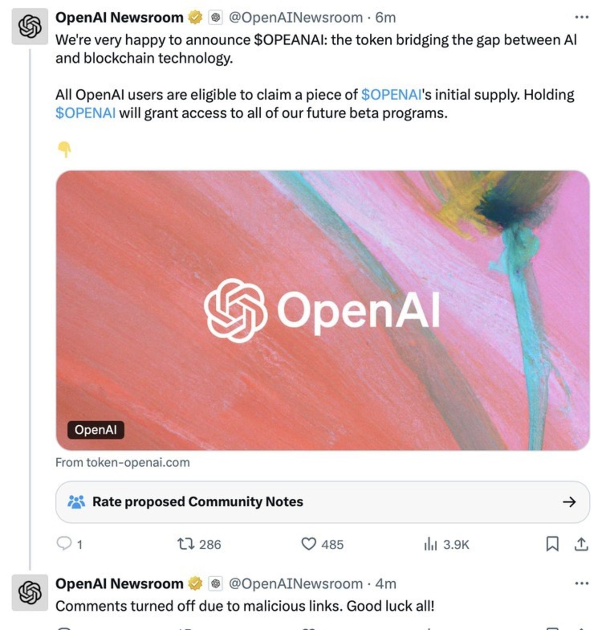 هک شدن حساب کاربری رسمی openai newsroom