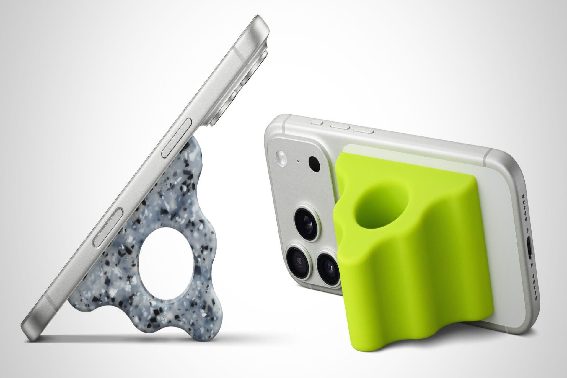 پایه آیفون رنگ سبز و نقره‌ای