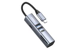 هاب USB هاب USB-C هیسکا 7 پورت مدل HISKA HR-53 USB-C 7 Ports از نمای کناری