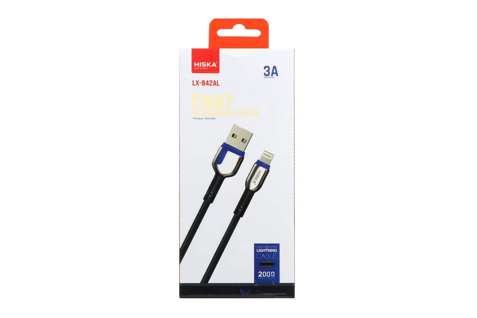 جعبه کابل شارژ USB هیسکا Type-A به Lightning مدل LX-842AL با طول 2 متر