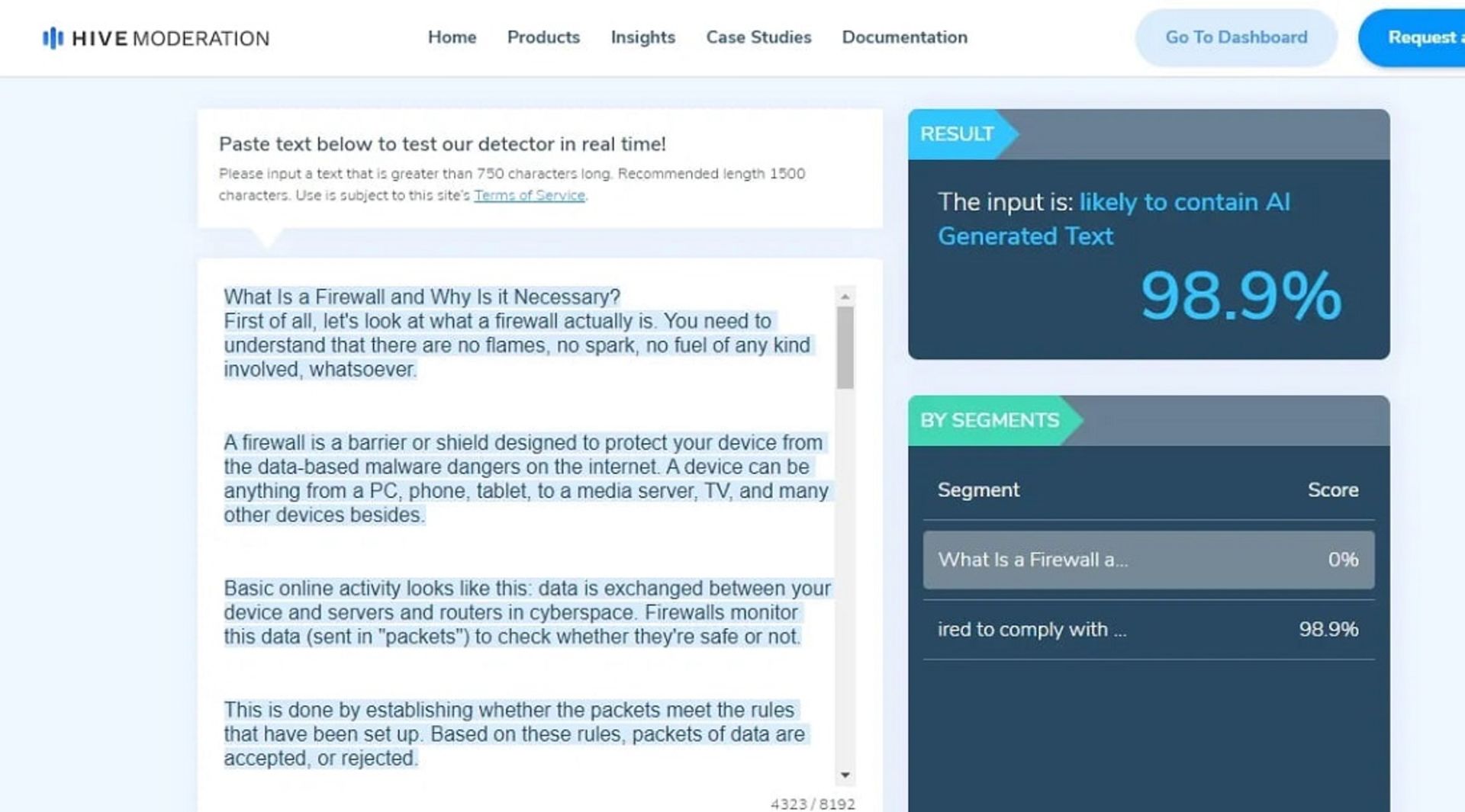 ابزار تشخیص متنی هوش مصنوعی Hive Moderation