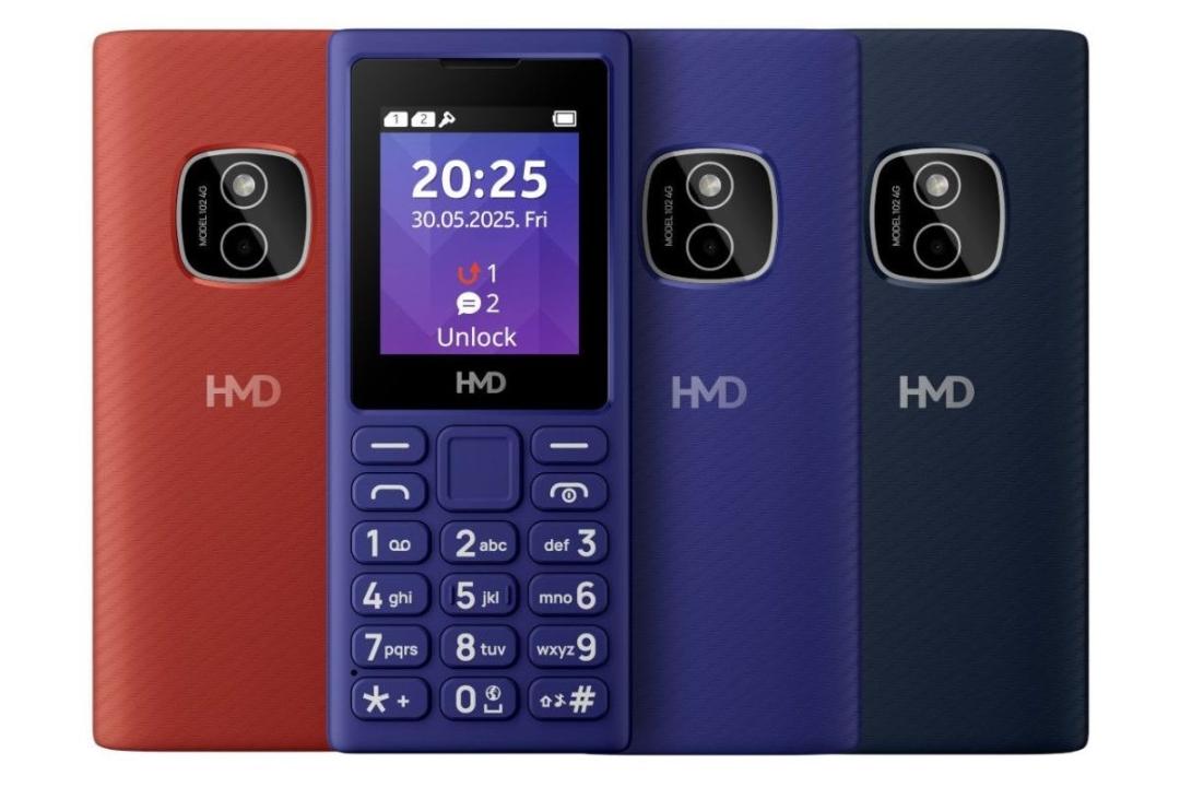 گوشی دکمه‌ای HMD 102 در رنگ بنفش و قرمز