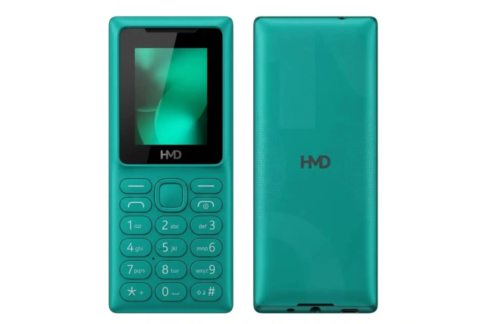 گوشی ساده و دکمهای اچامدی ۱۰۶ پیور (HMD 106 Pure) با رنگ سبز
