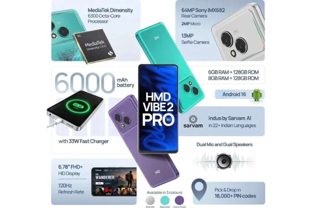 قابلیت‌های سخت‌افزاری و مشخصات فنی گوشی هوشمند HMD Vibe 2 Pro