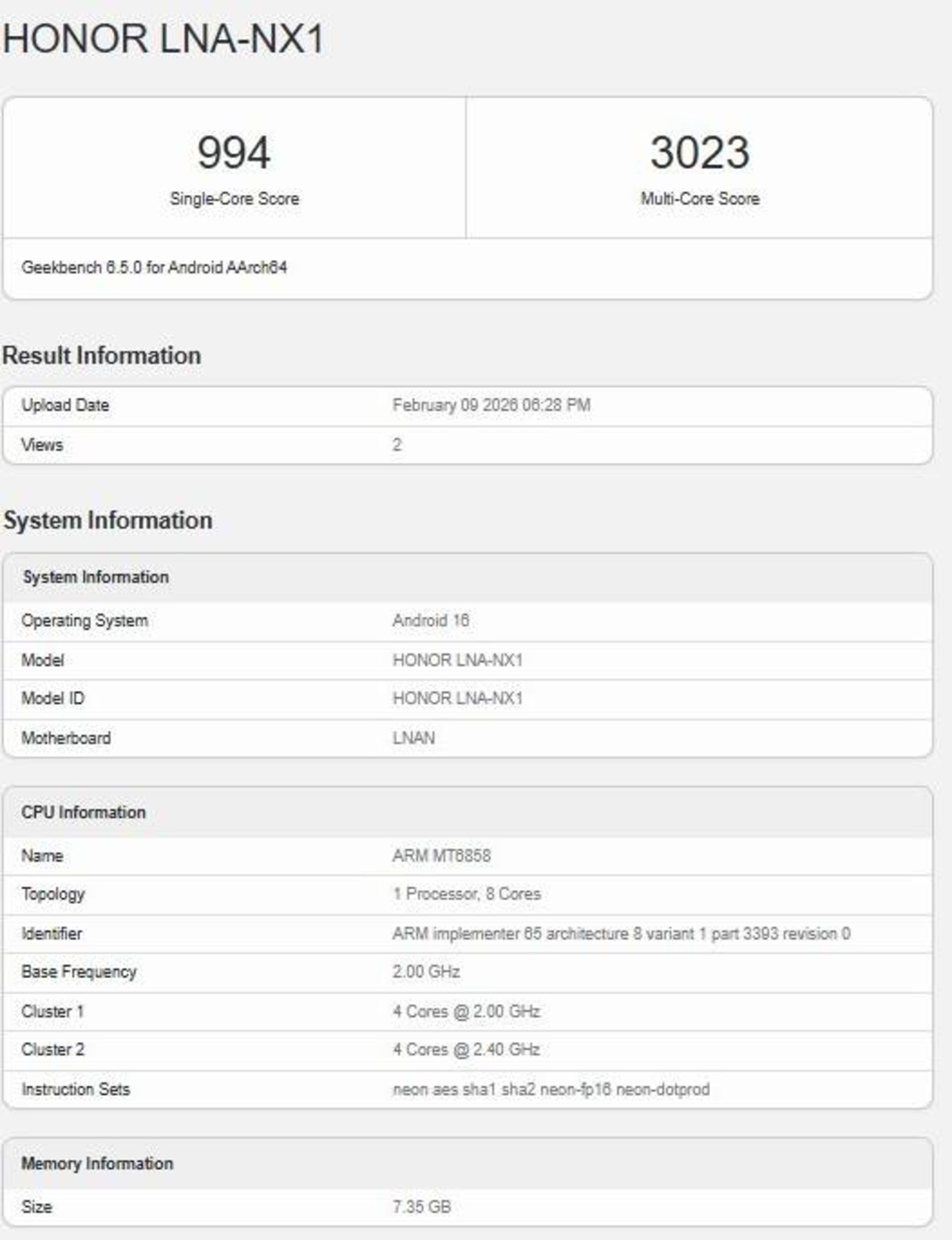بنچمارک آنر ۶۰۰ لایت