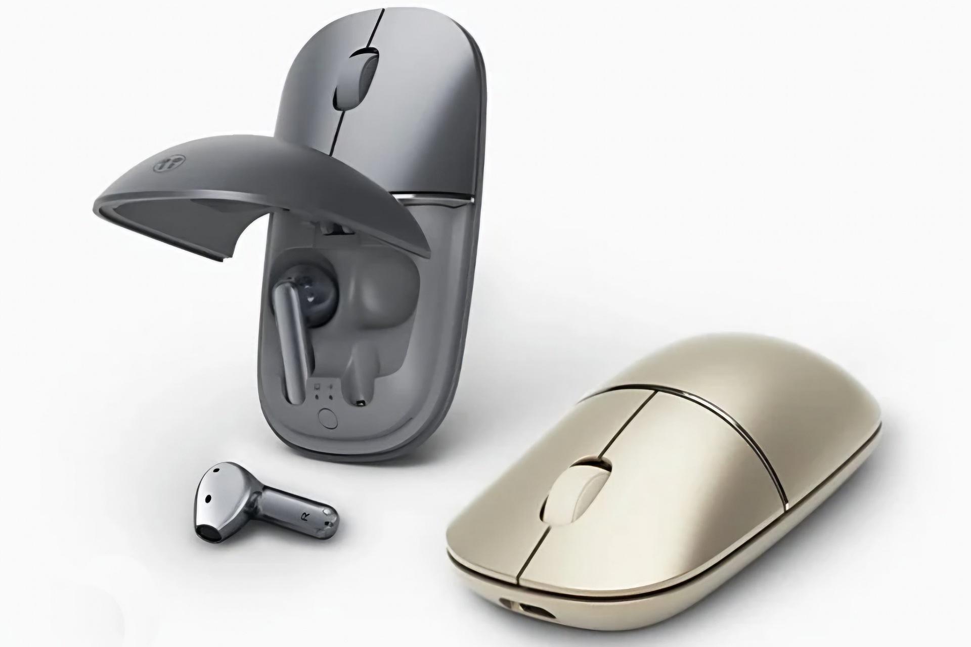 ماوس Yuewo Wireless Ear Mouse Pro در رنگ خاکستری و طلایی