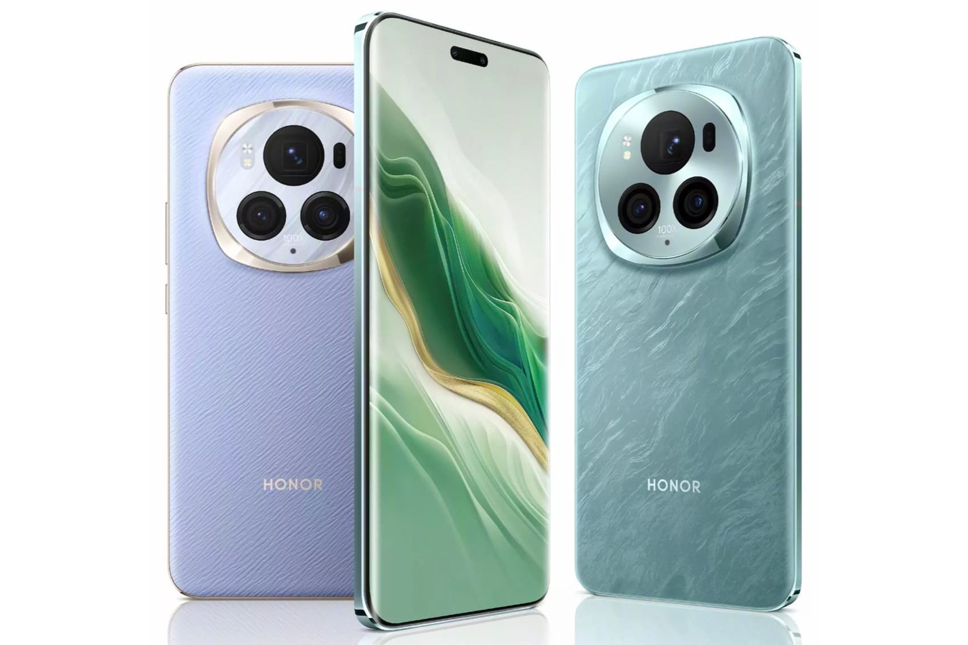 مدل سبز و بنفش آنر مجیک ۶ پرو / Honor Magic 6 Pro نمای پشت و جلو