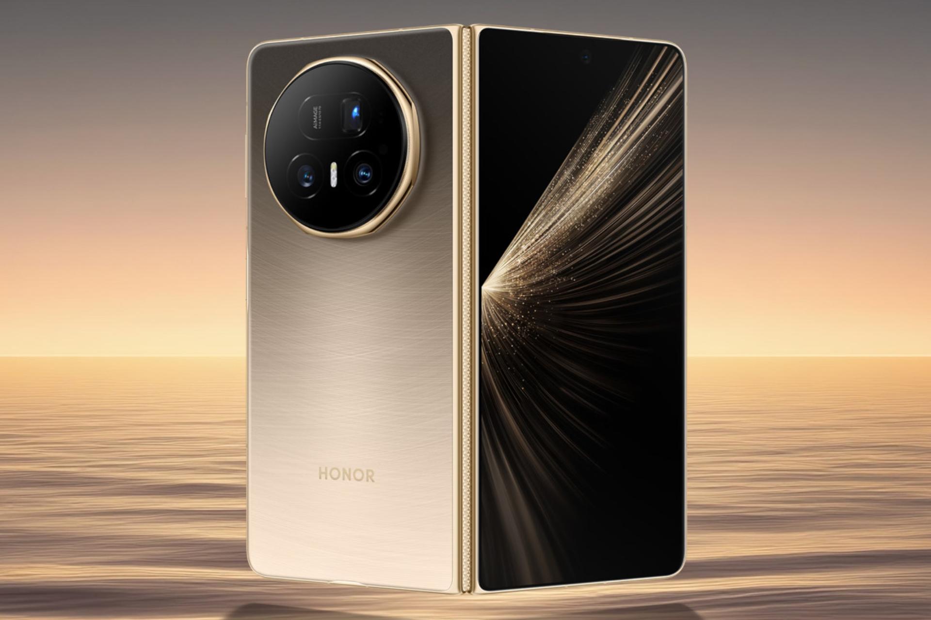 پنل جلو و پشت گوشی موبایل آنر مجیک V5 طلایی / HONOR Magic V5