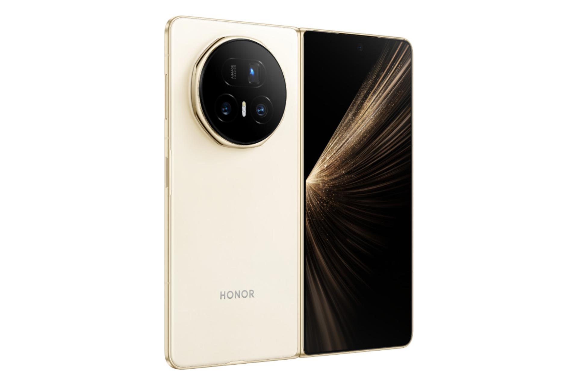 سمت چپ گوشی موبایل آنر مجیک V5 کرم رنگ / HONOR Magic V5