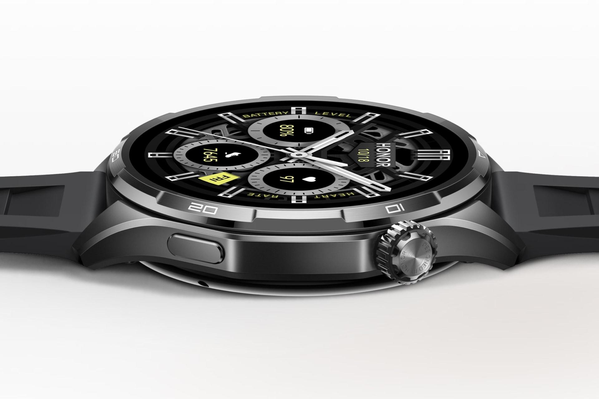 ساعت هوشمند آنر واچ 6 مشکی از نمای کناری / HONOR Watch 6