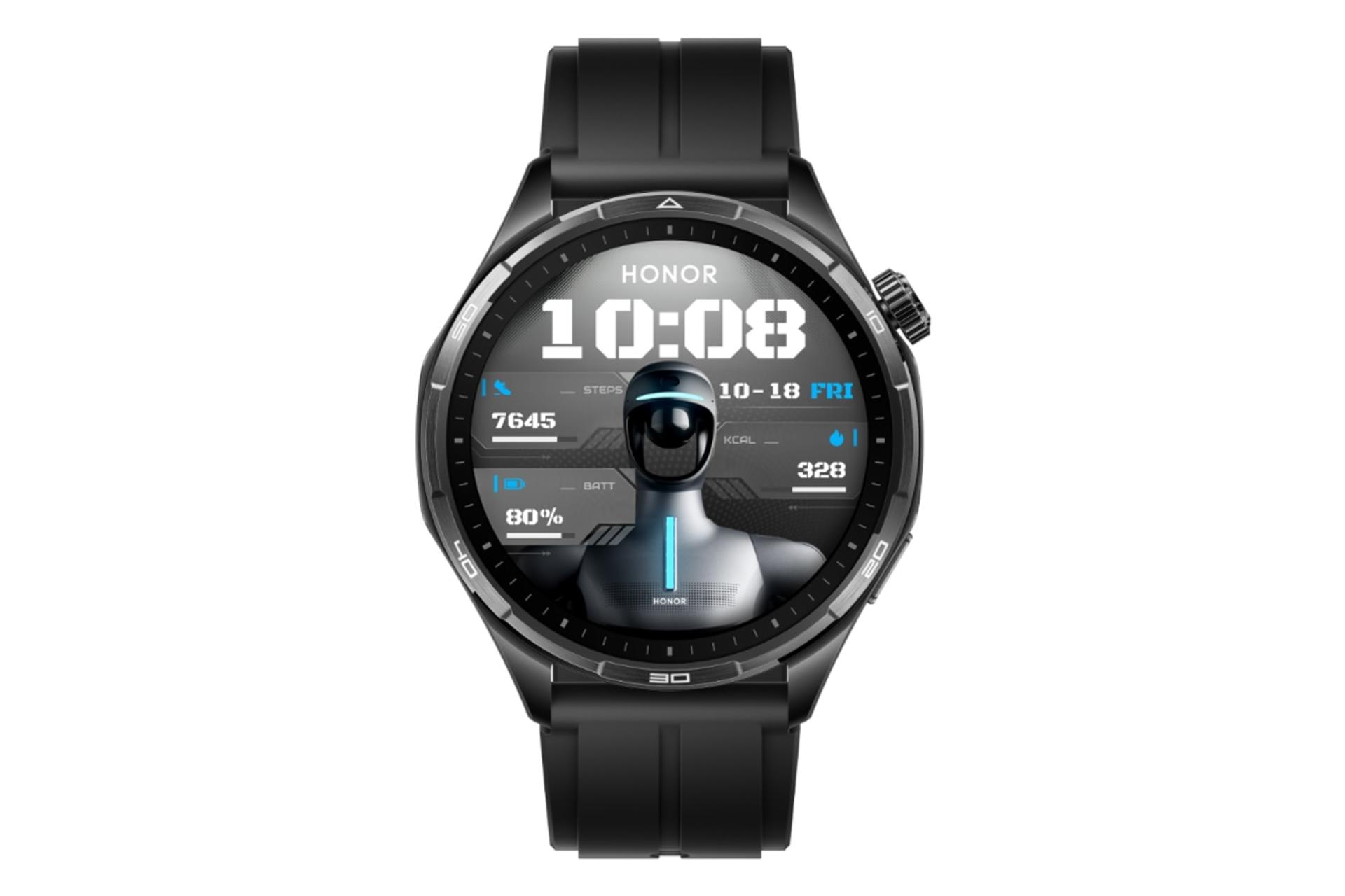 ساعت هوشمند آنر واچ 6 پلاس مشکی از نمای روبرو / HONOR Watch 6 Plus