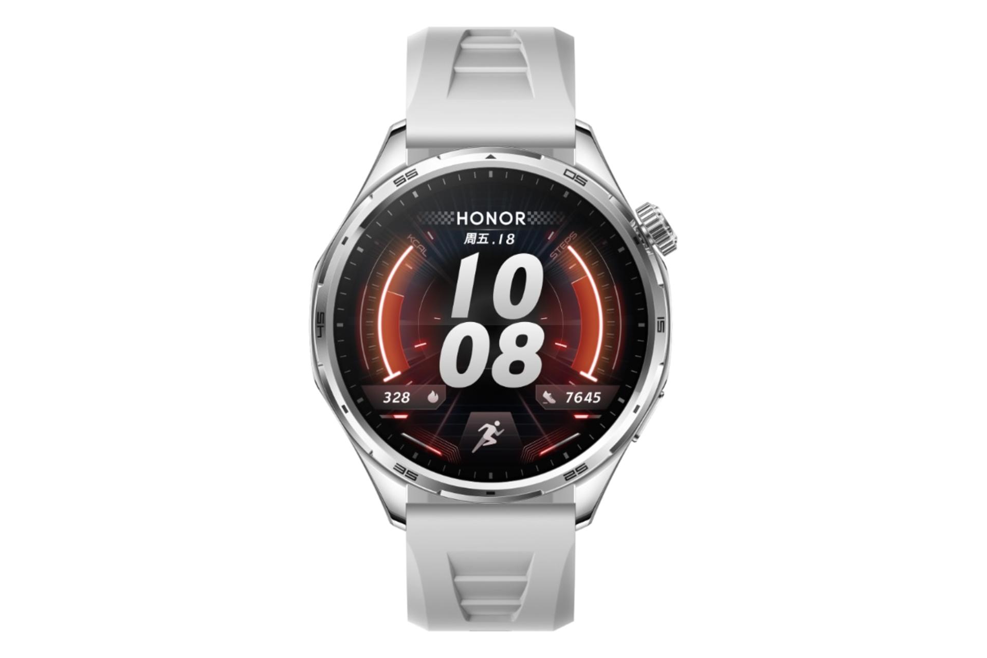 ساعت هوشمند آنر واچ 6 پلاس نقره ای از نمای روبرو / HONOR Watch 6 Plus