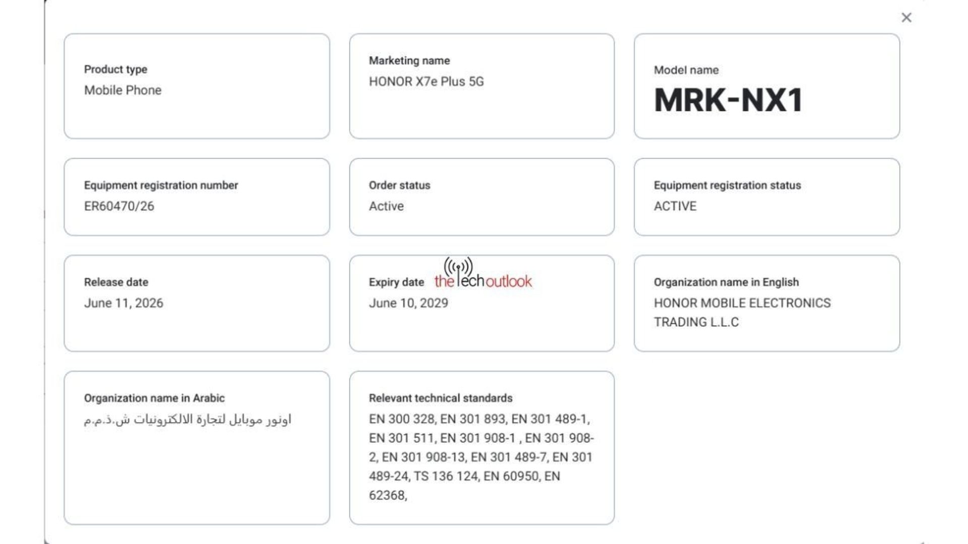 تأییدیه‌ی ارتباطی گوشی آنر X7s Plus 5G