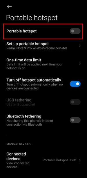 Disable Xiaomi hotspot toggle in settings