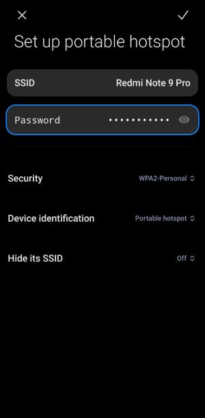Xiaomi hotspot name and password settings