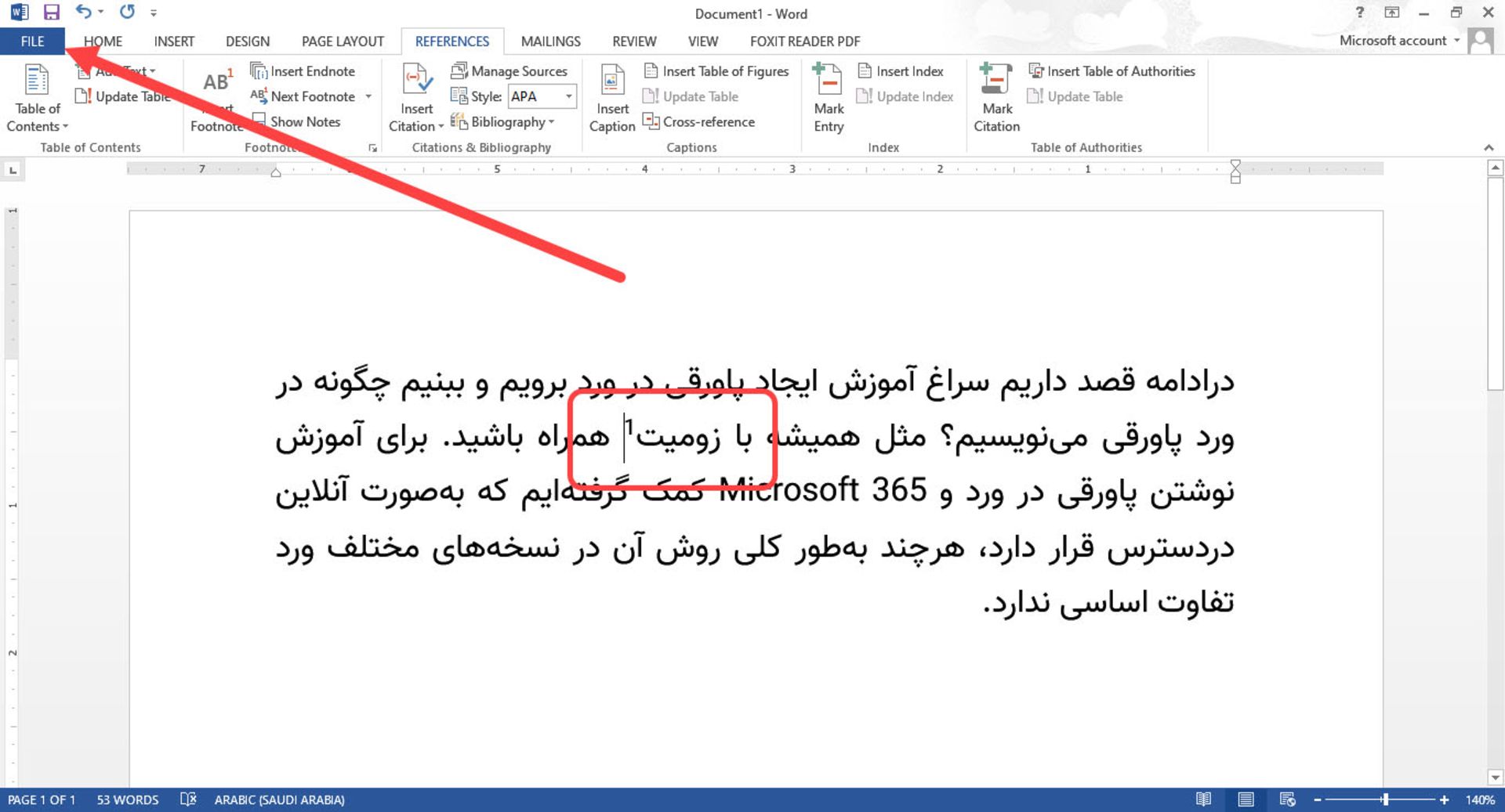 فارسی کردن اعداد در پاورقی ورد