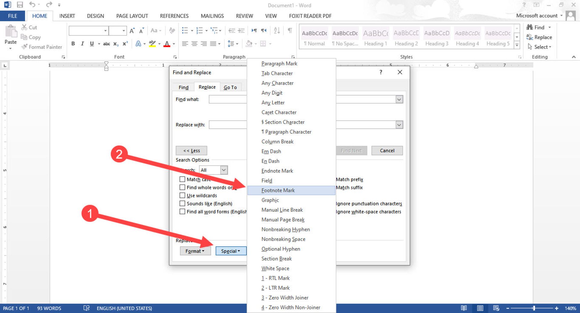 حذف تمام پاورقی‌ها در ورد با ابزار Replace