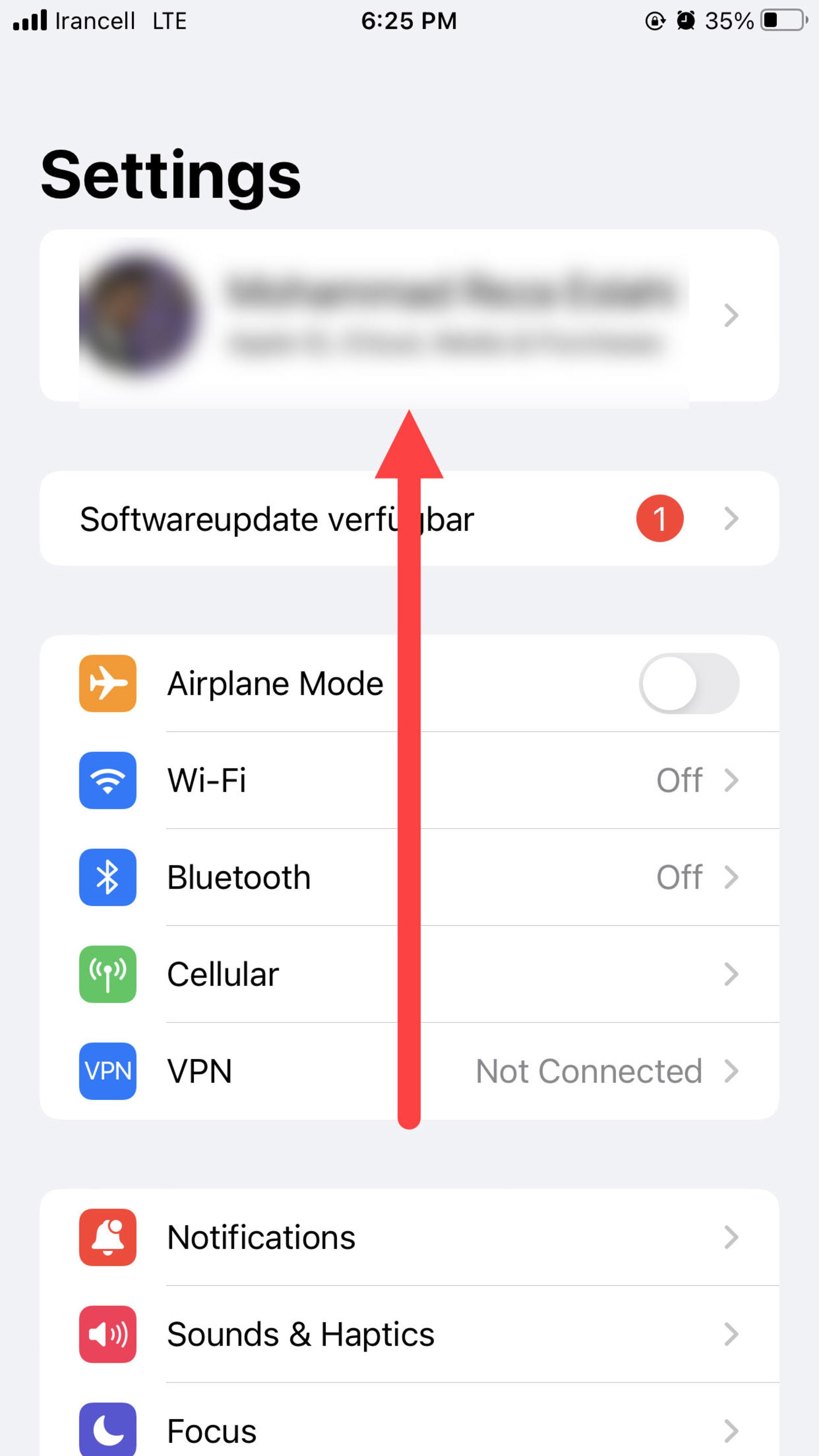 برنامه Settings آیفون 