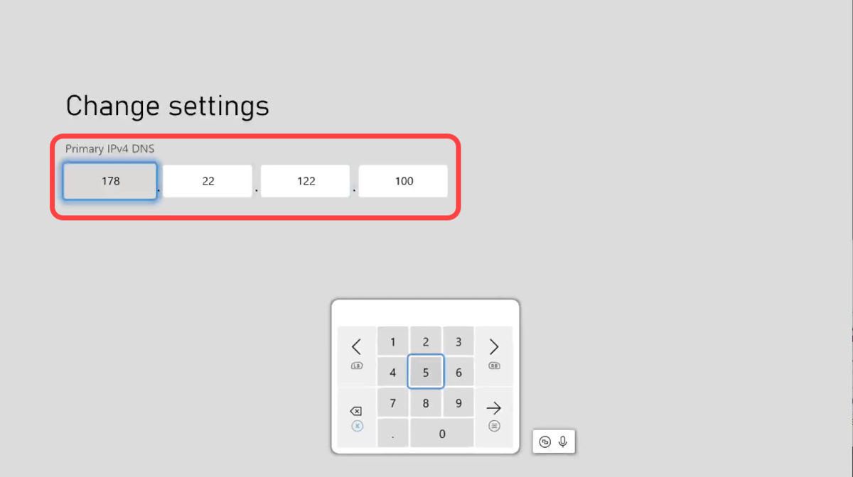 Xbox DNS settings environment