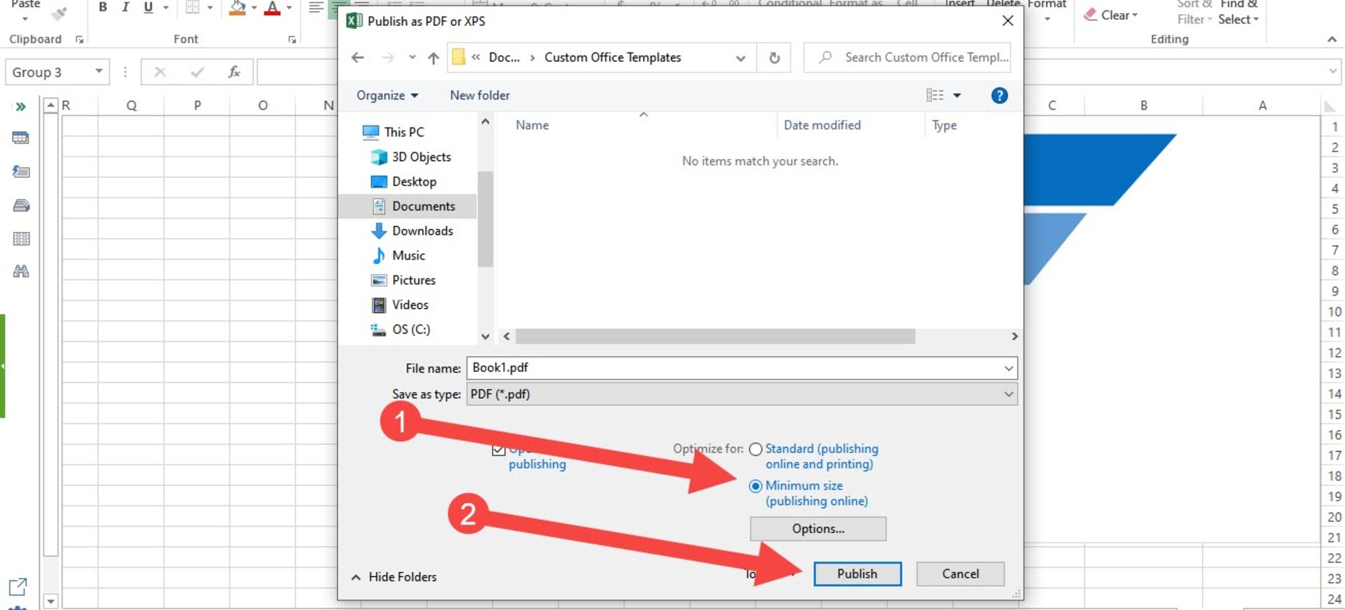 تنظیمات برنامه اکسل