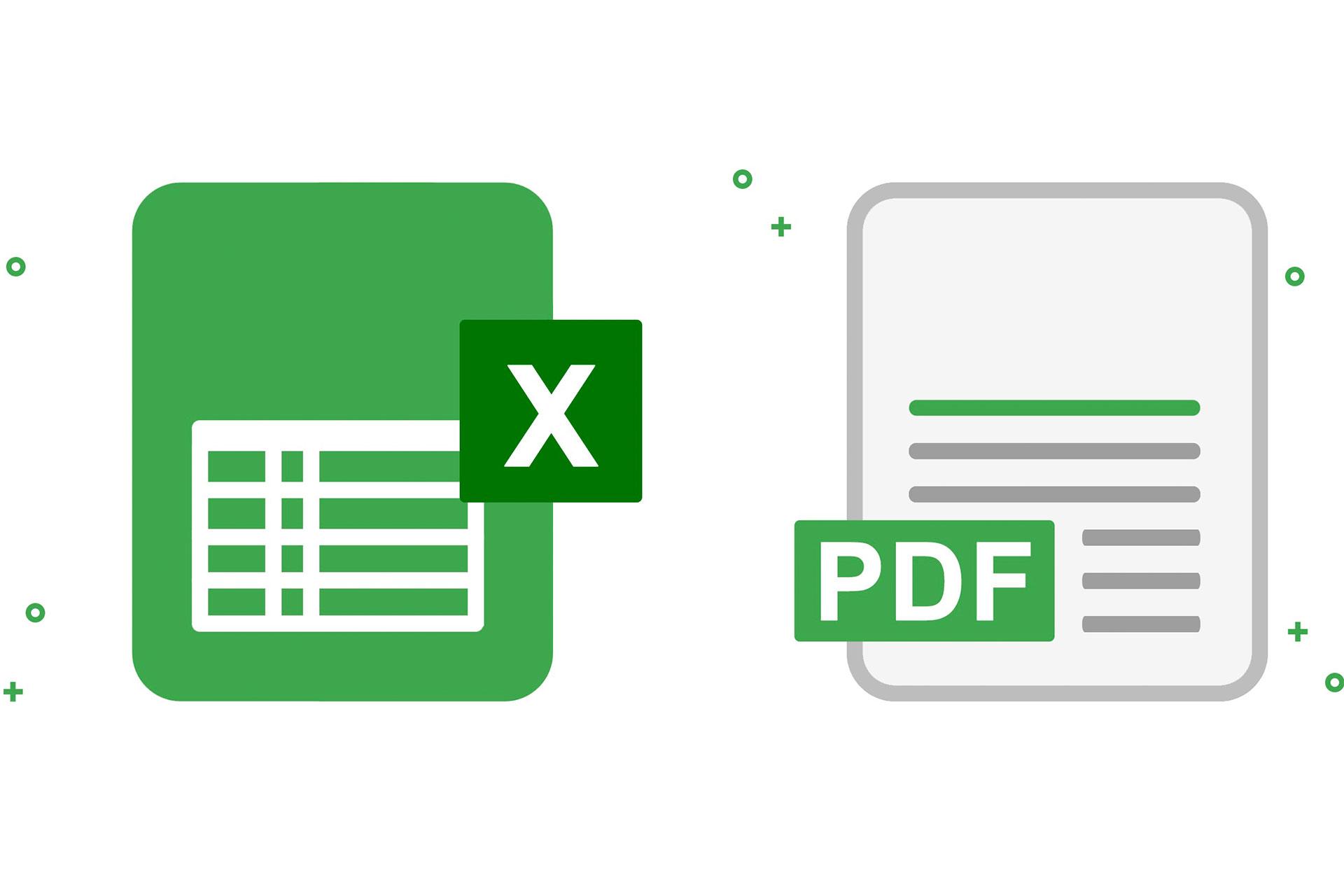آیکون فایل اکسل و آیکون فایل PDF در پس‌زمینه سفید