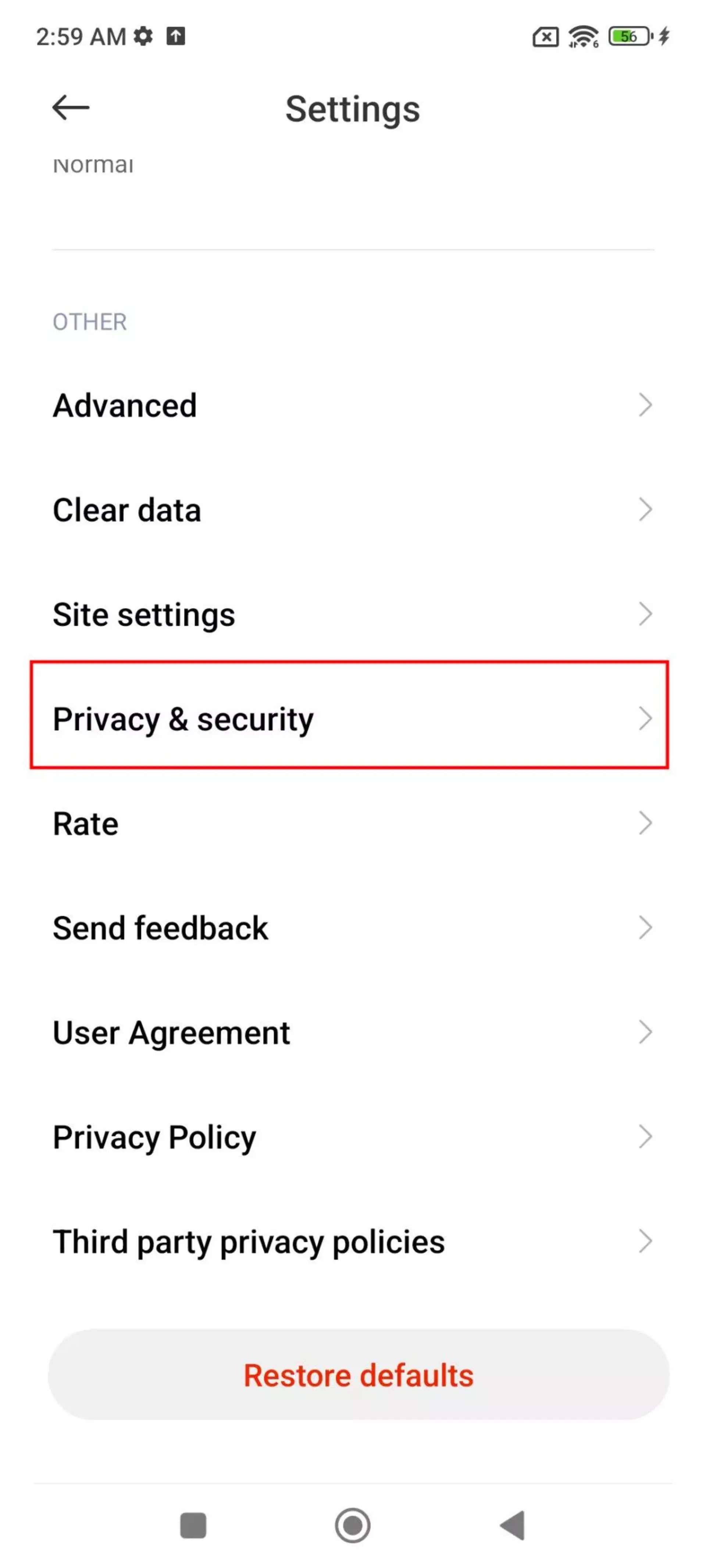 حذف تبلیغات از Mi Browser شیائومی