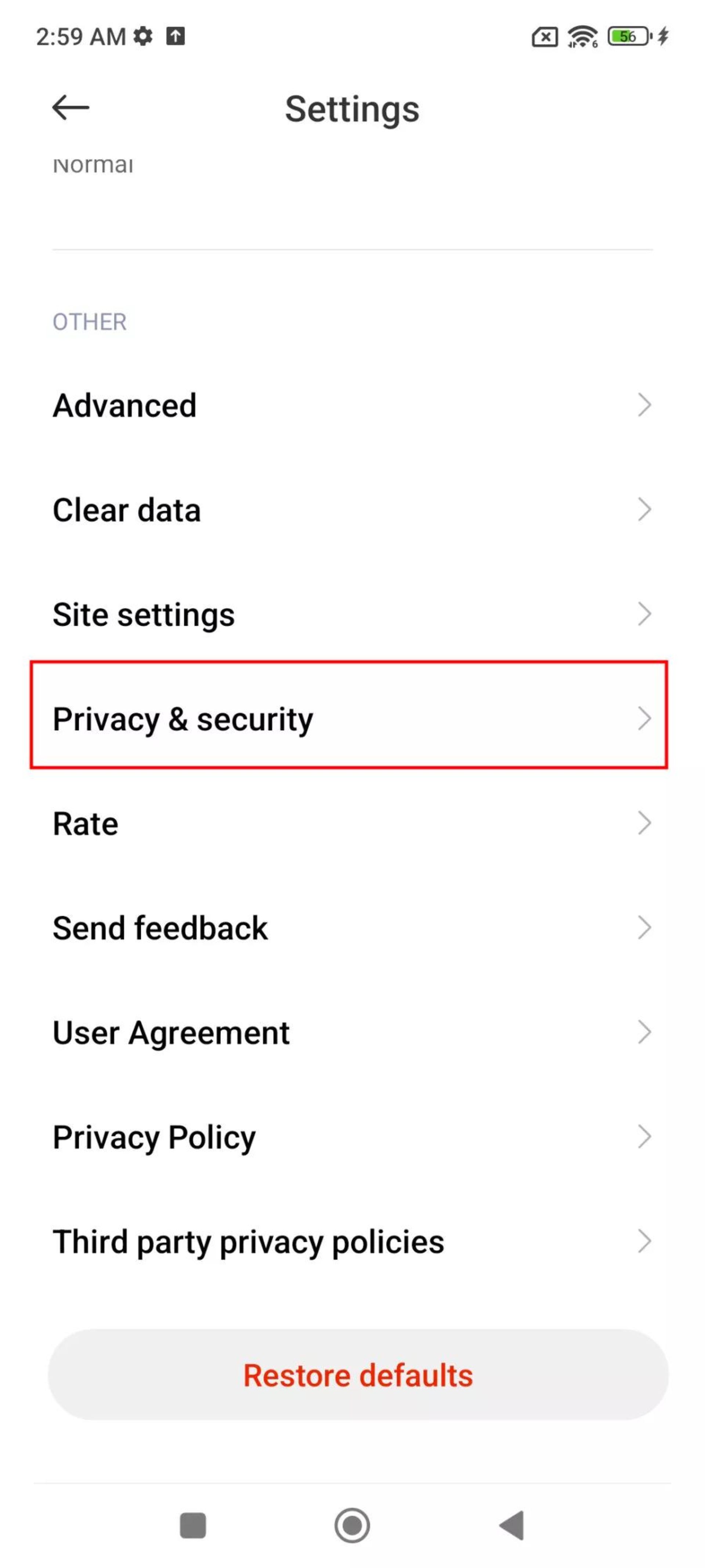 حذف تبلیغات از Mi Browser شیائومی