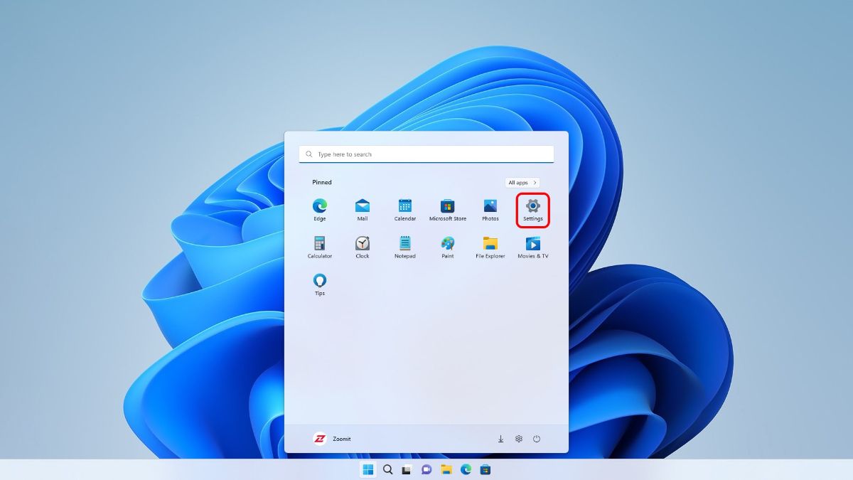 Open Start for Windows 11 factory reset