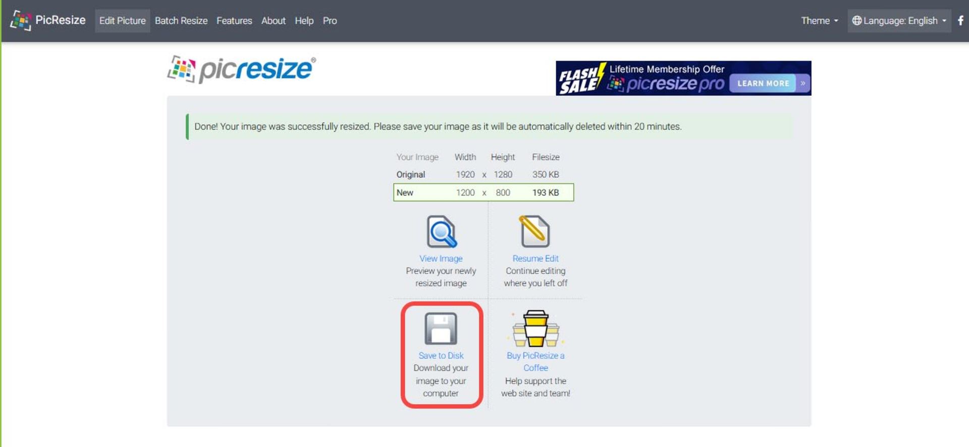 ویرایش عکس در وب‌سایت PicResize