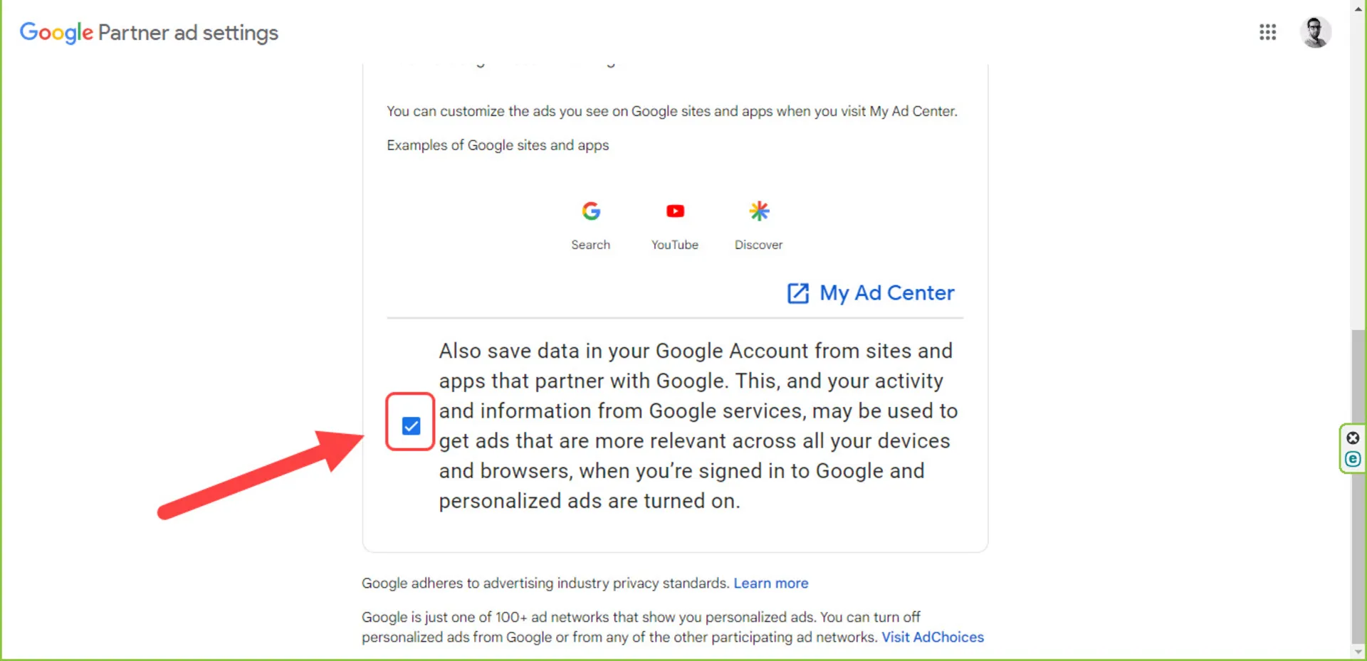 تنظیمات تبلیغات شخصی‌سازی‌شده گوگل در سایر سایت‌ها