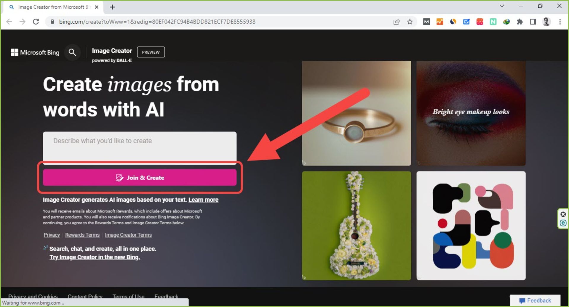 قابلیت تولید تصویر با بینگ در مرورگر کروم