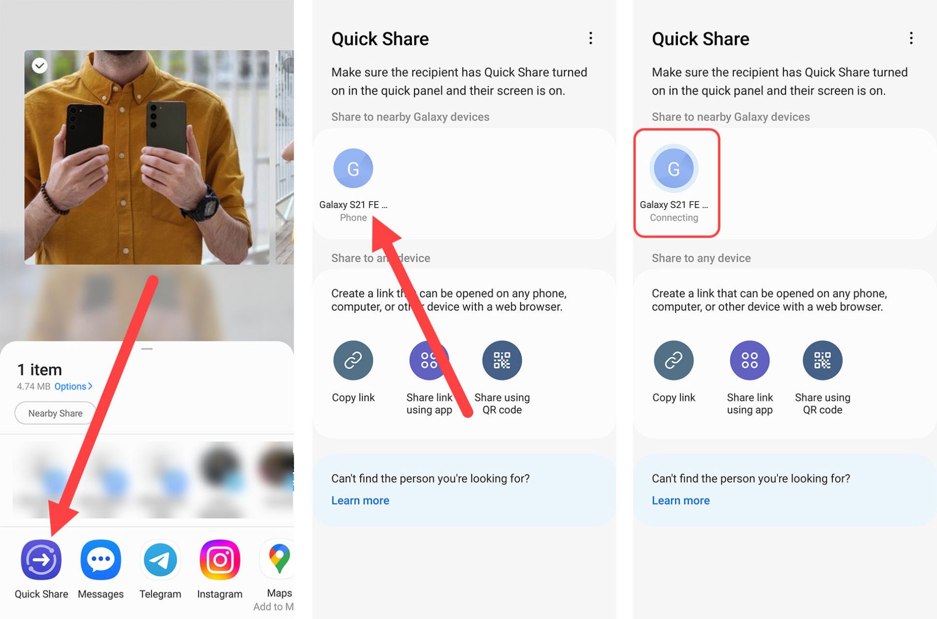 محیط کاربری Quick Share رابط کاربری  One UI 5.1